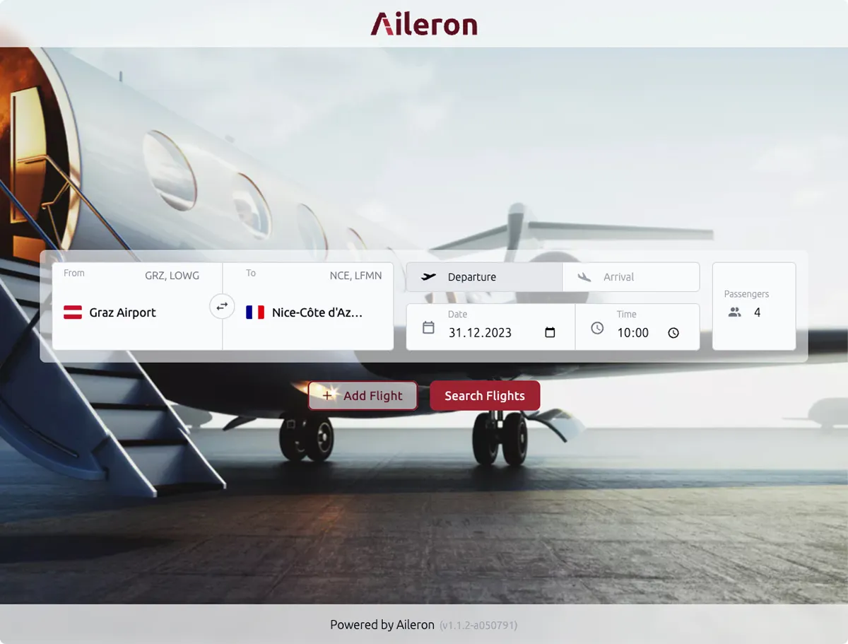 A branded Aileron booking platform
